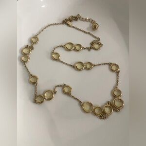 kate spade Gold-Tone Circle Link Necklace with Crystal citrine discs